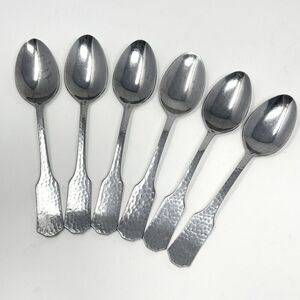 Pier 1 Imports Pll1 Dinner Place Spoons Stainless Hammered 7 3/8” Set Of 6